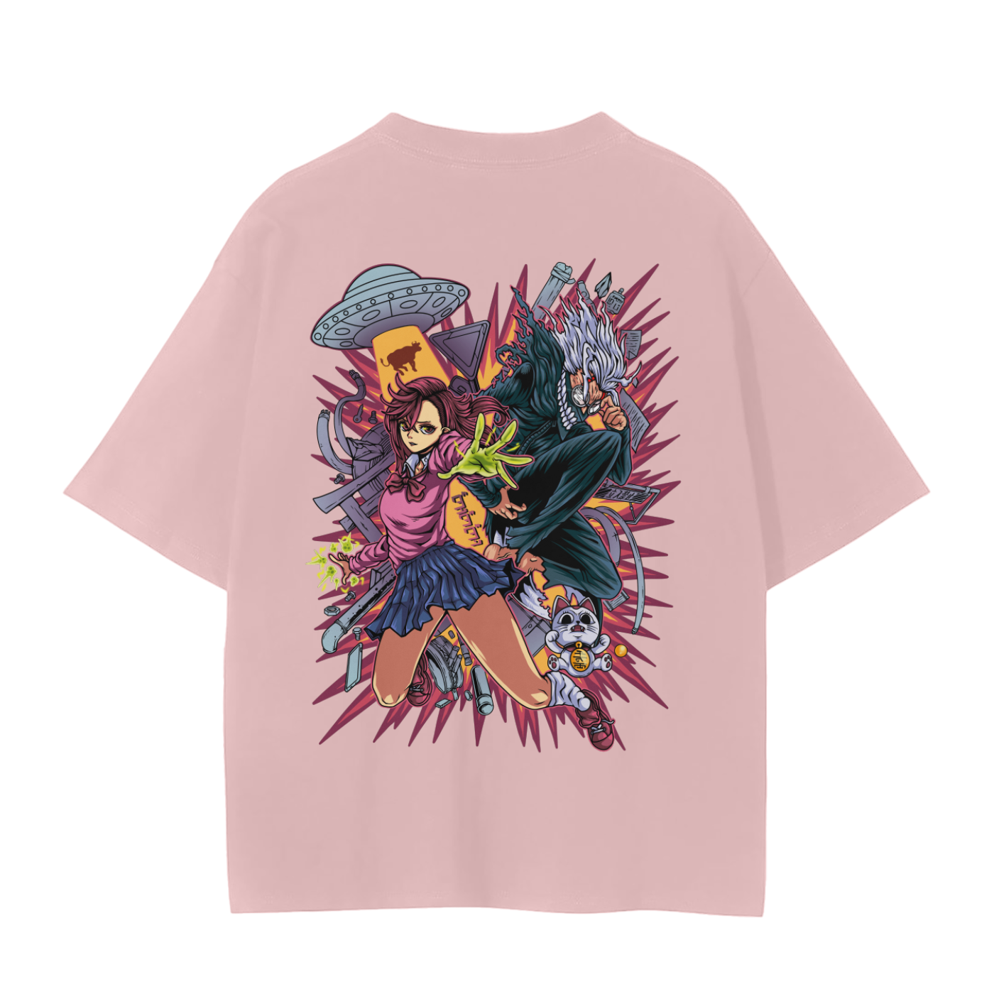 Momo and Okarun Classic Anime T-Shirt (Back Print)