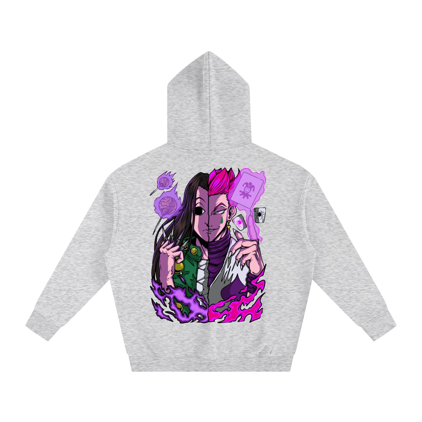 Illumi and Hisoka Oversized Fleece Hoodie (Back Print)