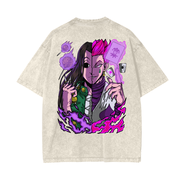 Illumi and Hisoka Acid Wash Oversized Anime Tee (Back Print)