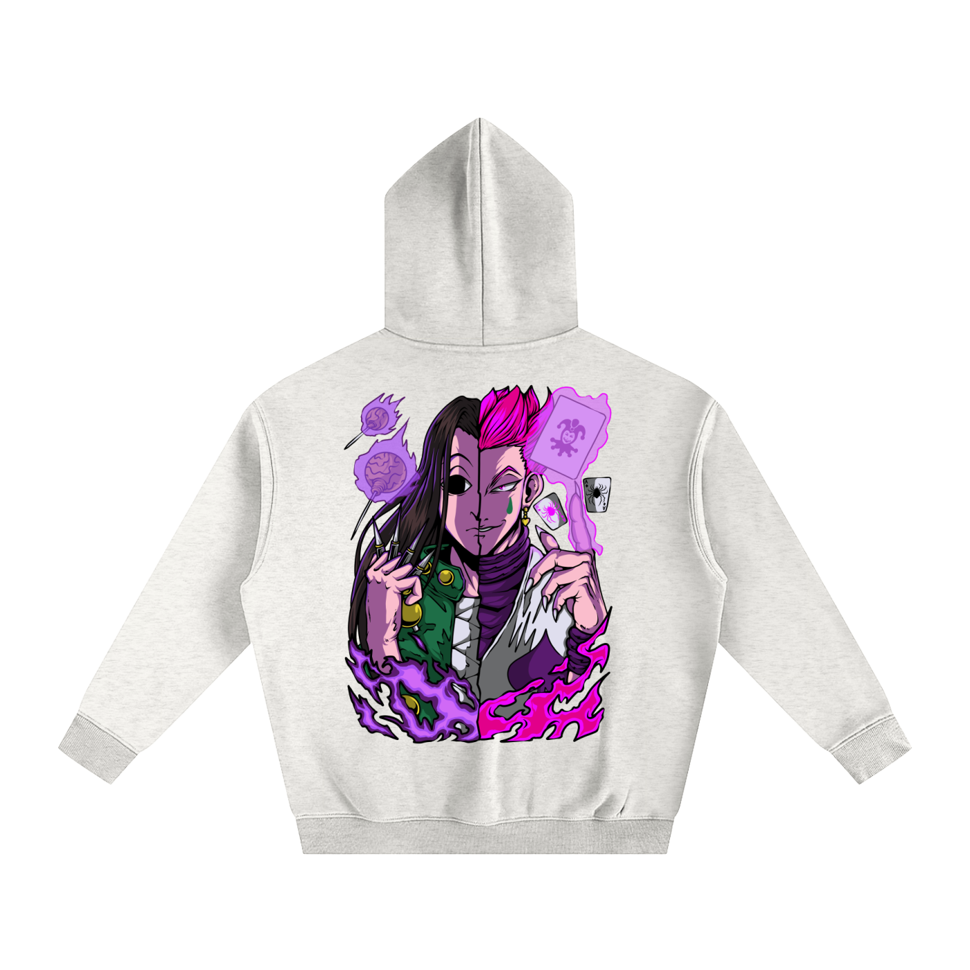 Illumi and Hisoka Oversized Fleece Hoodie (Back Print)
