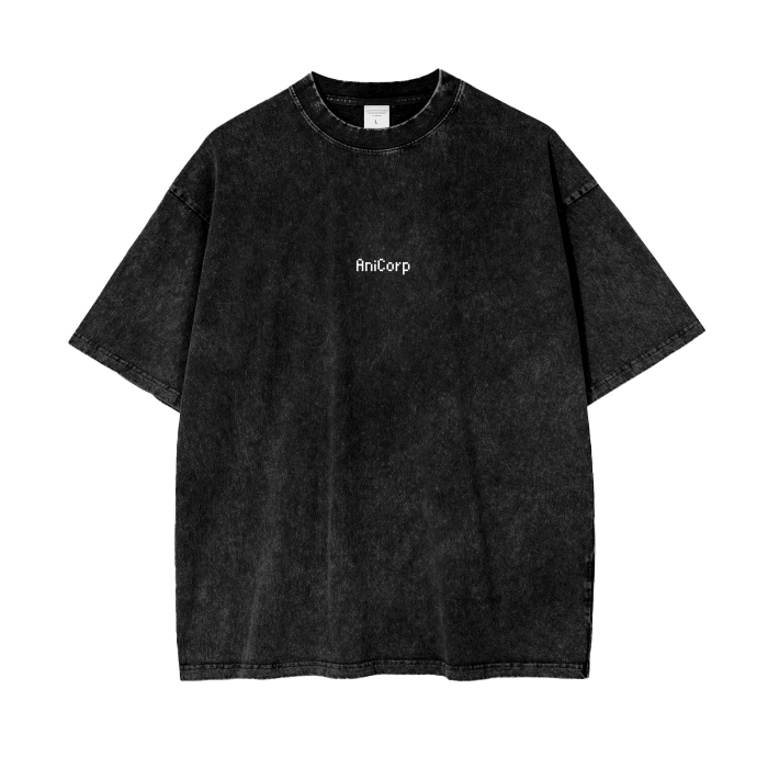 Momo & Okarun Acid Wash Oversized Tee (Back Print)