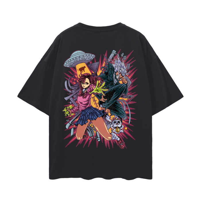 Momo & Okarun Oversized Tee (Back Print)