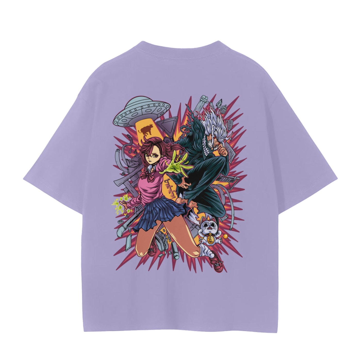 Momo and Okarun Classic Anime T-Shirt (Back Print)