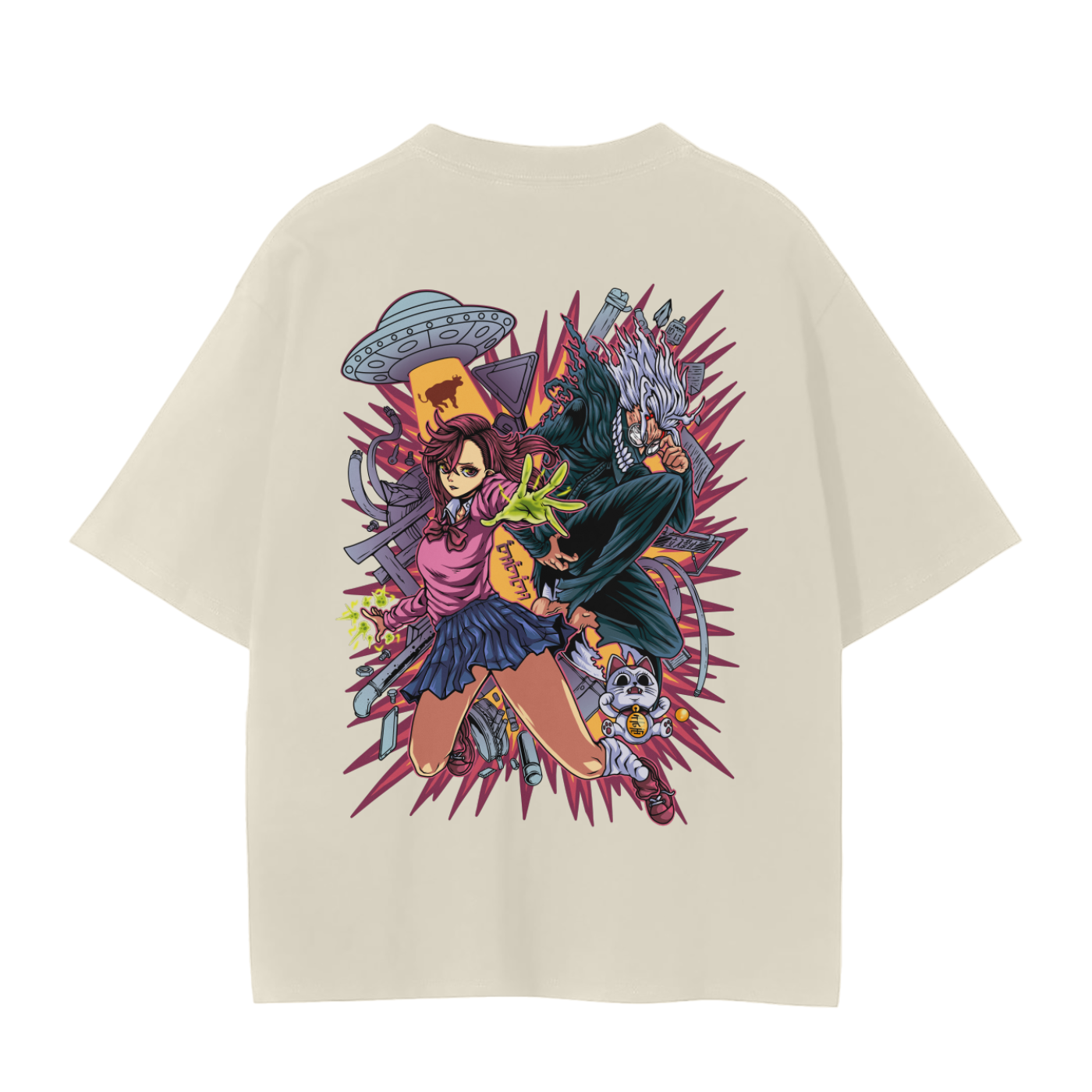 Momo and Okarun Classic Anime T-Shirt (Back Print)