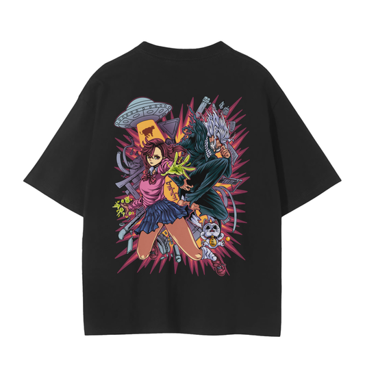 Momo and Okarun Classic Anime T-Shirt (Back Print)