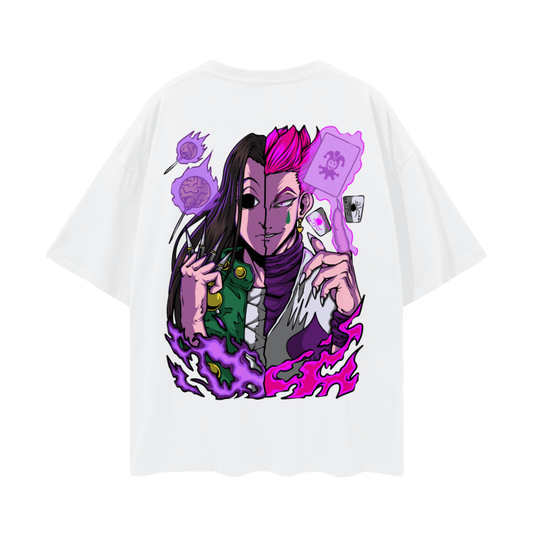 Illumi and Hisoka Oversized Anime T-Shirt (Back Print) (White)