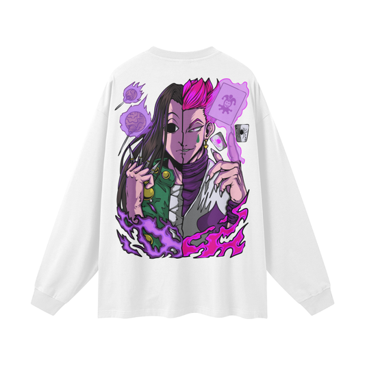 Illumi and Hisoka Long Sleeve Anime Tee (Back Print) (White)