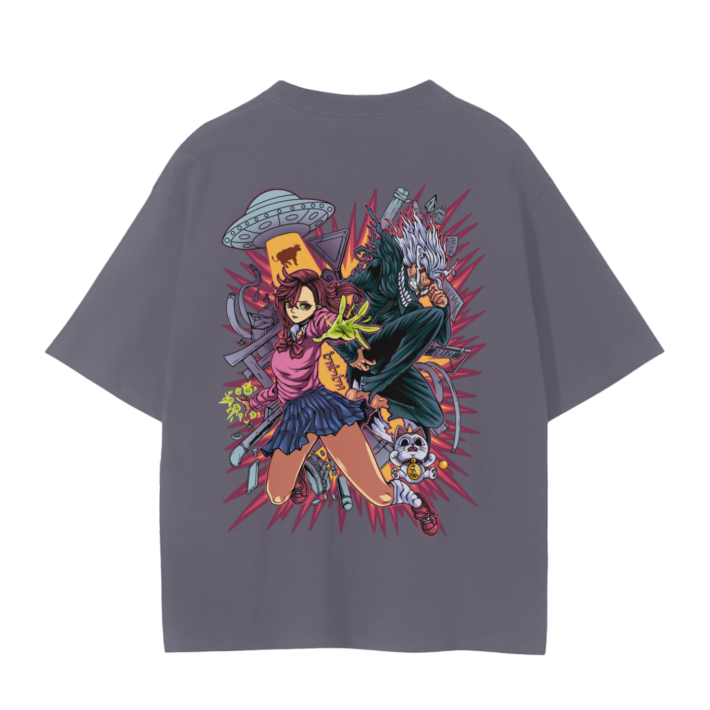 Momo and Okarun Classic Anime T-Shirt (Back Print)