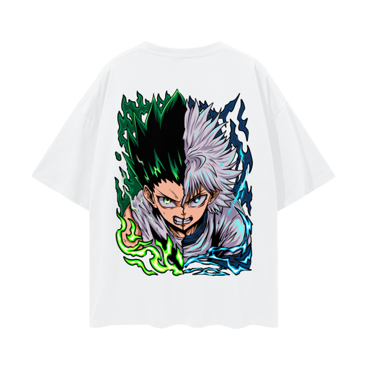 Gon and Killua Oversized Anime T-Shirt (Back Print) (White)