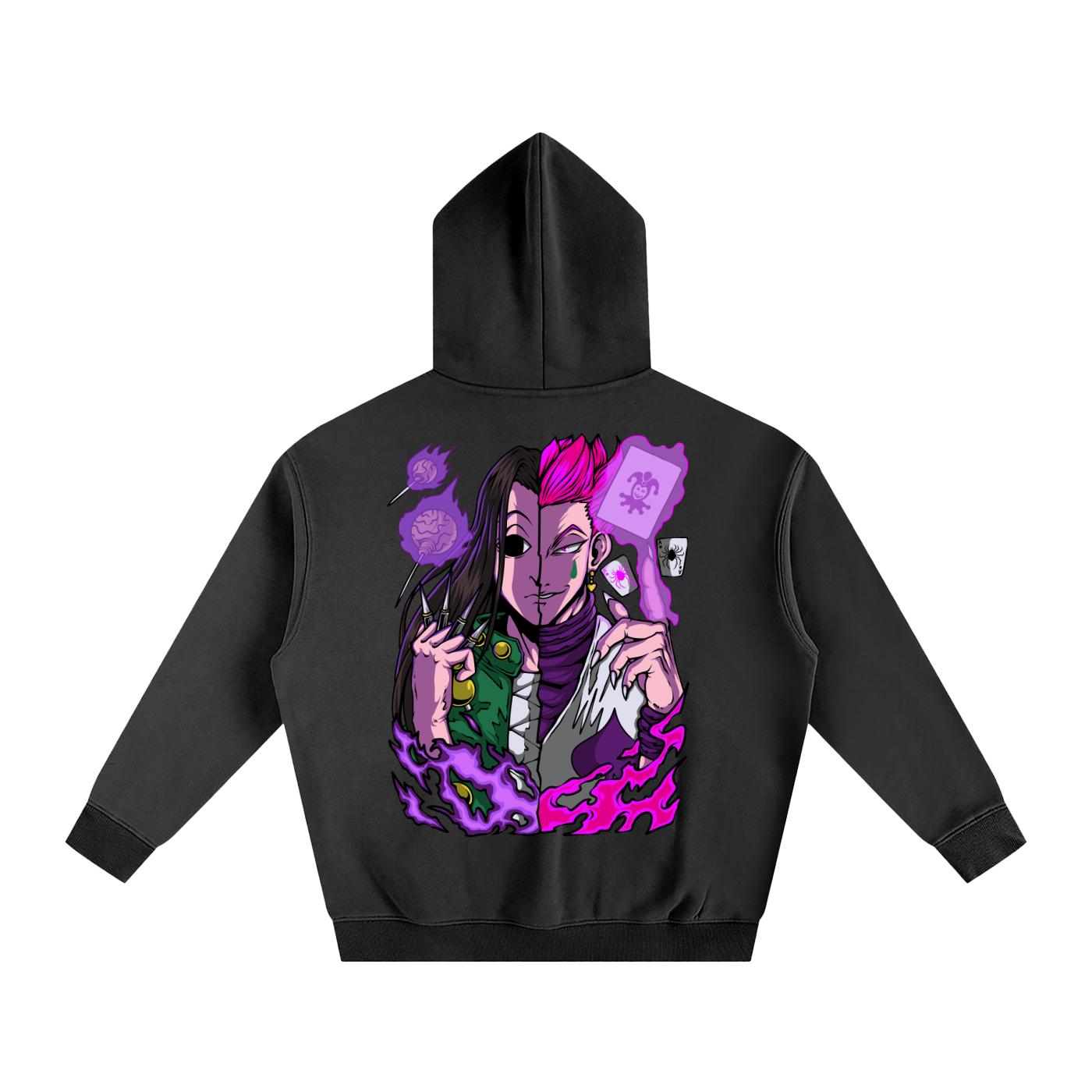 Illumi and Hisoka Oversized Fleece Hoodie (Back Print)