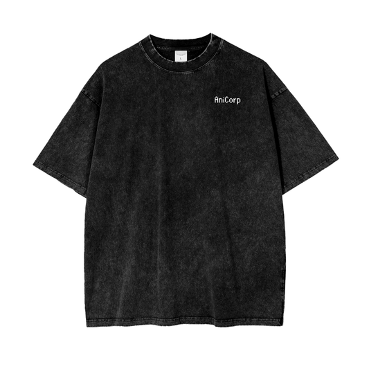 Jinwoo Shadow Monarch Acid Wash Oversized Anime Tee (Back Print)