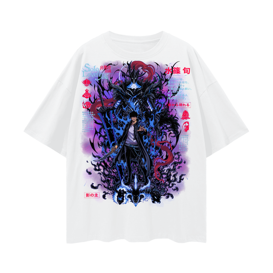 Jinwoo Shadow Monarch Oversized Anime T-Shirt White (Front Print)