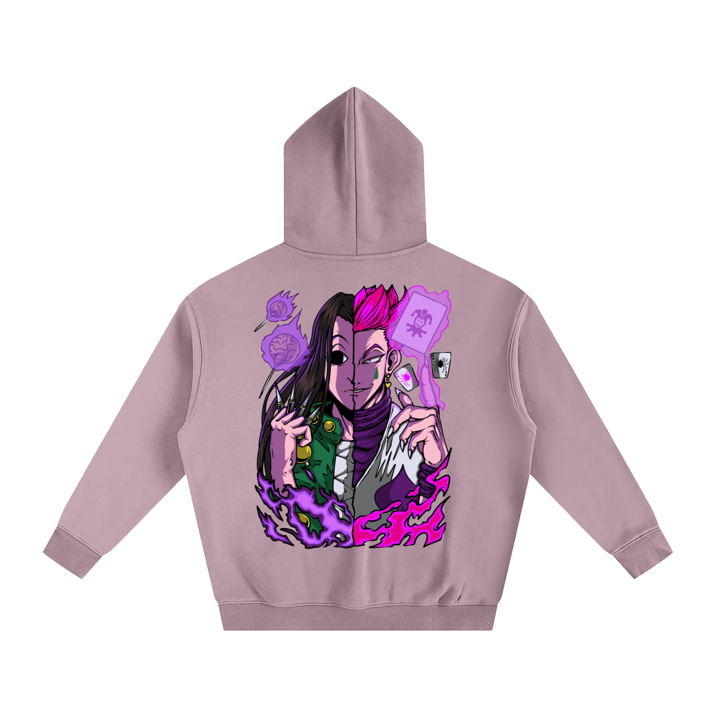 Illumi and Hisoka Oversized Fleece Hoodie (Back Print)