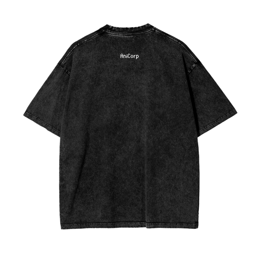 Jinwoo Shadow Monarch Acid Wash Oversized Anime Tee (Front Print)