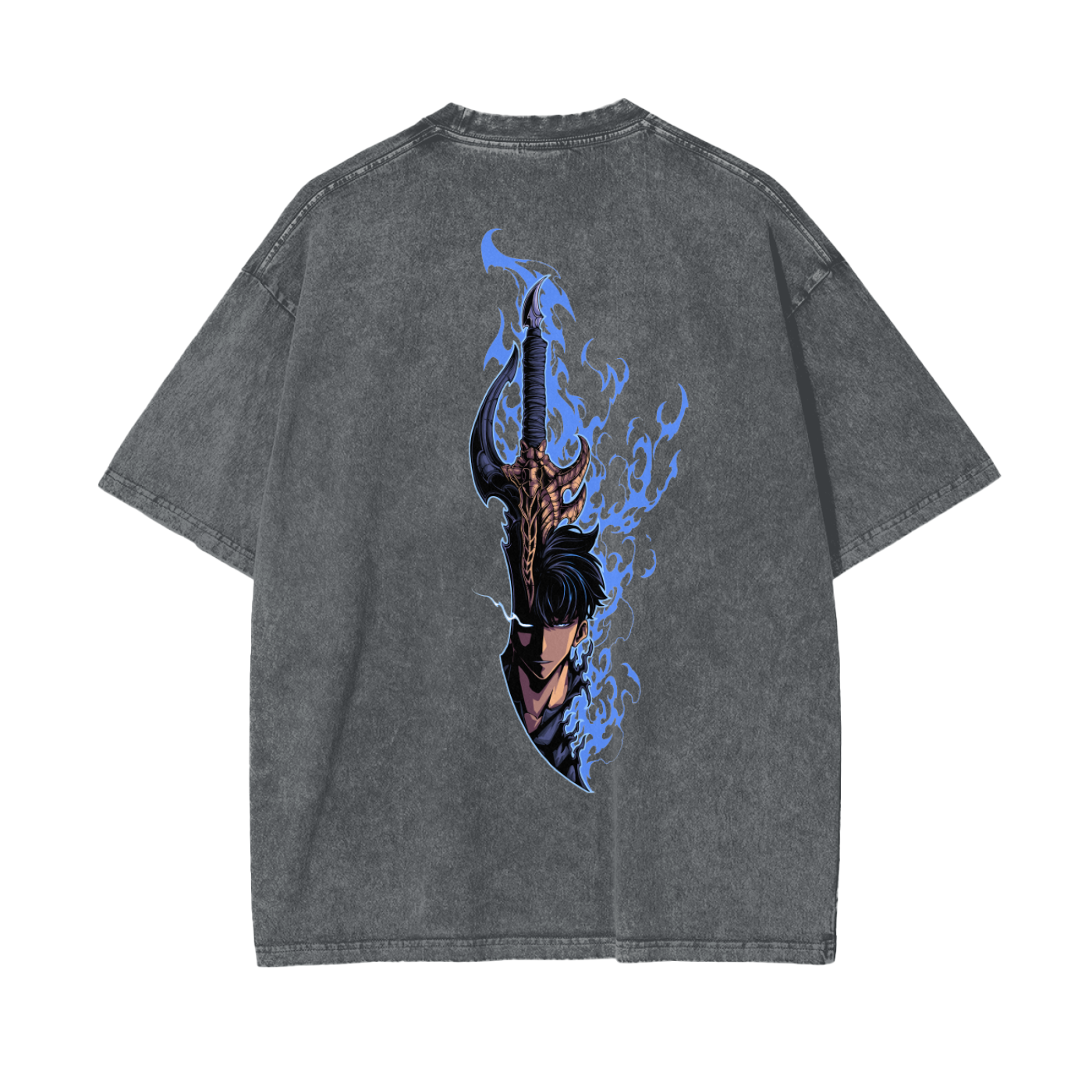 Kasaka's Venoms Fang Acid Wash Oversized Anime Tee (Back Print)