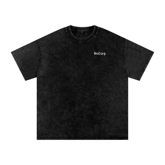 Flame Alchemy Oversized Acid Wash Anime Tee (Back Print)