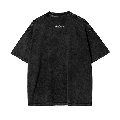 Gon and Killua Acid Wash Oversized Anime Tee (Front Print)