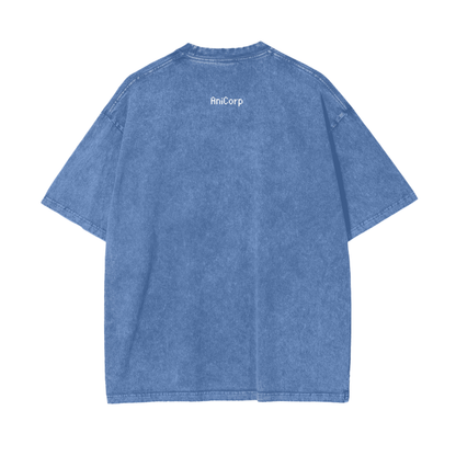 Gon and Killua Acid Wash Oversized Anime Tee (Front Print)