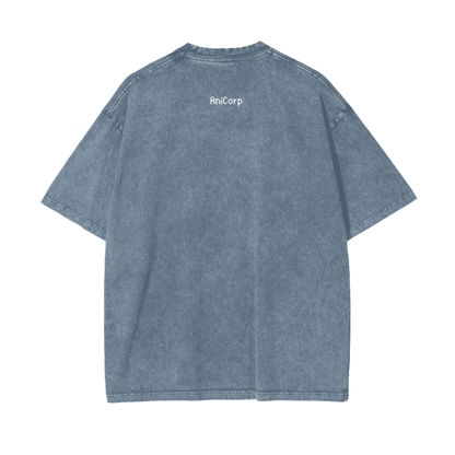Gon and Killua Acid Wash Oversized Anime Tee (Front Print)