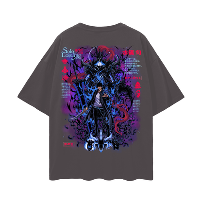 Jinwoo Shadow Monarch Oversized Anime T-Shirt (Back Print)