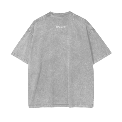 Gon and Killua Acid Wash Oversized Anime Tee (Front Print)