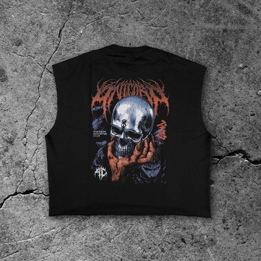 Chrome Skull Boxy French Terry Cutoff
